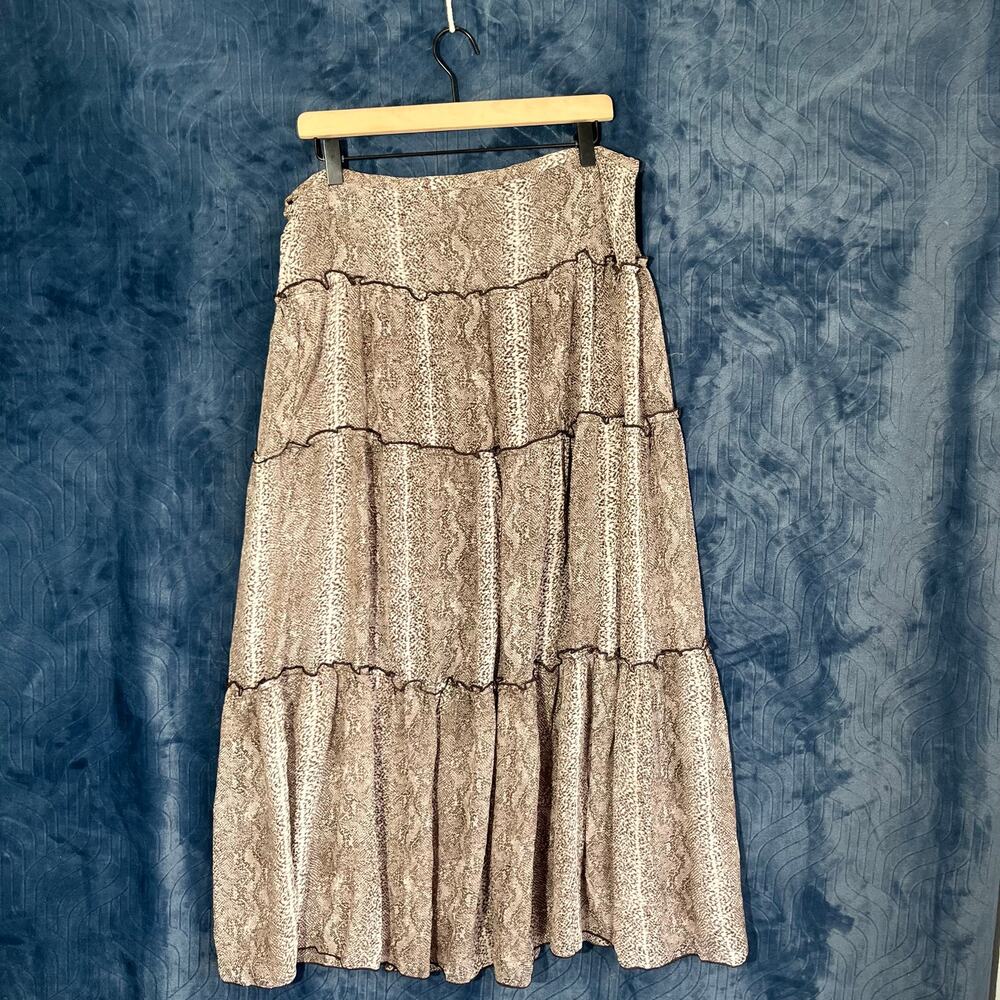 BEBE Python Print Ruffled Maxi Skirt Casual‎ Woma… - image 3